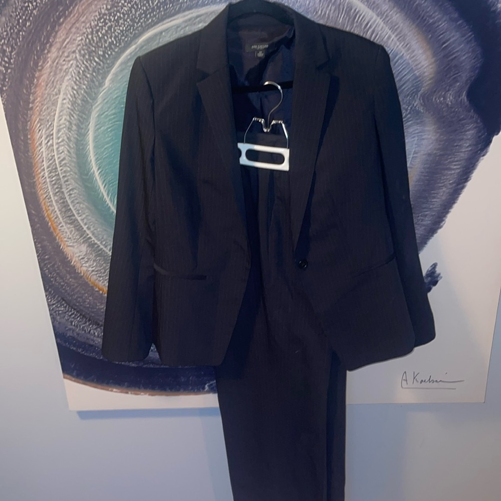 Ann Taylor tailored pin stripe pants suit- Navy Blue. Size 12